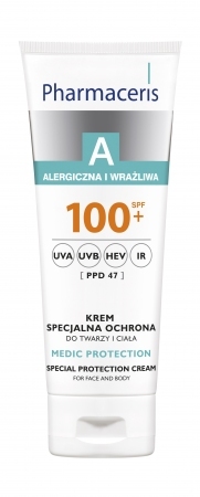 PHARMACERIS A MEDIC PROTECTION Krem specjalna ochrona do twarzy i ciała SPF 100+ UVA, UVB, HEV, 75ml