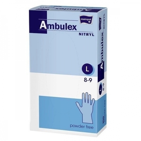 Rękawice nitrylowe AMBULEX niepudrowe L białe 1 para